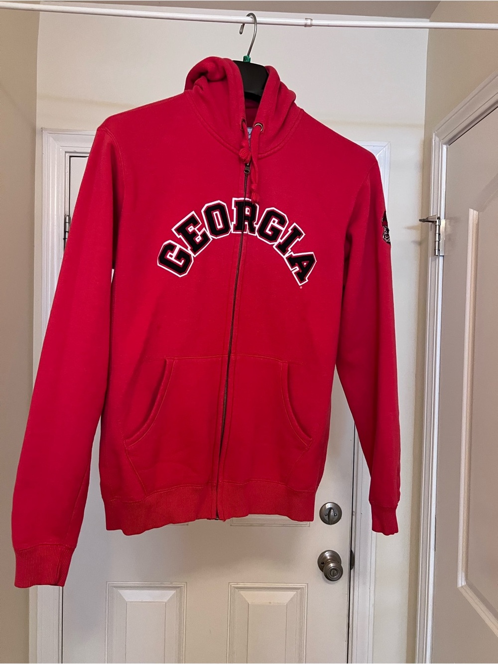 Men's Red Full-Zip Hoodie Vest with 'Georgia' Script